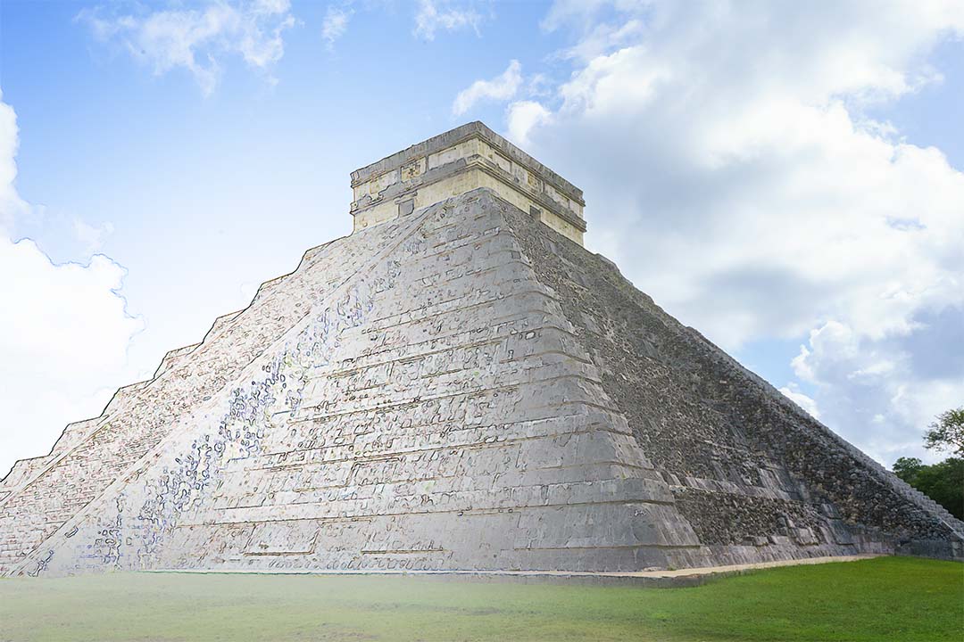 Chichén Itzá in Mexico was een van de belangrijkste steden van de Maya's en hier bevindt zich de piramide van Kukulcán. Echt een prachtige omgeving en heel indrukwekkend om zo dichtbij te komen. Het staat niet voor niets op de werelderfgoedlijst van UNESCO. Uit de collectie fotoschets.